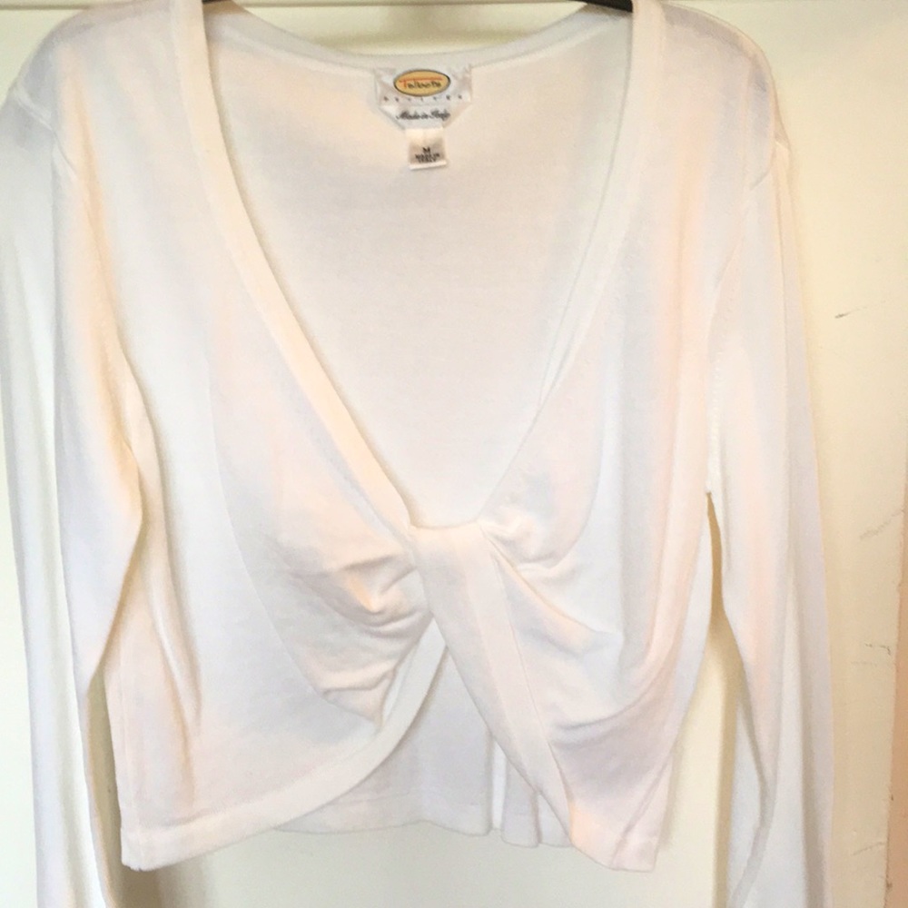 White twist front Talbots sweater
